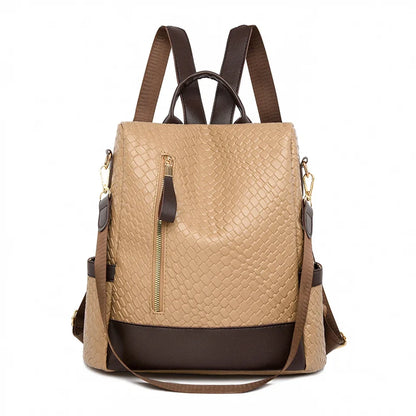 Designer PU Leather Backpack for Women – Large Capacity Travel Bag