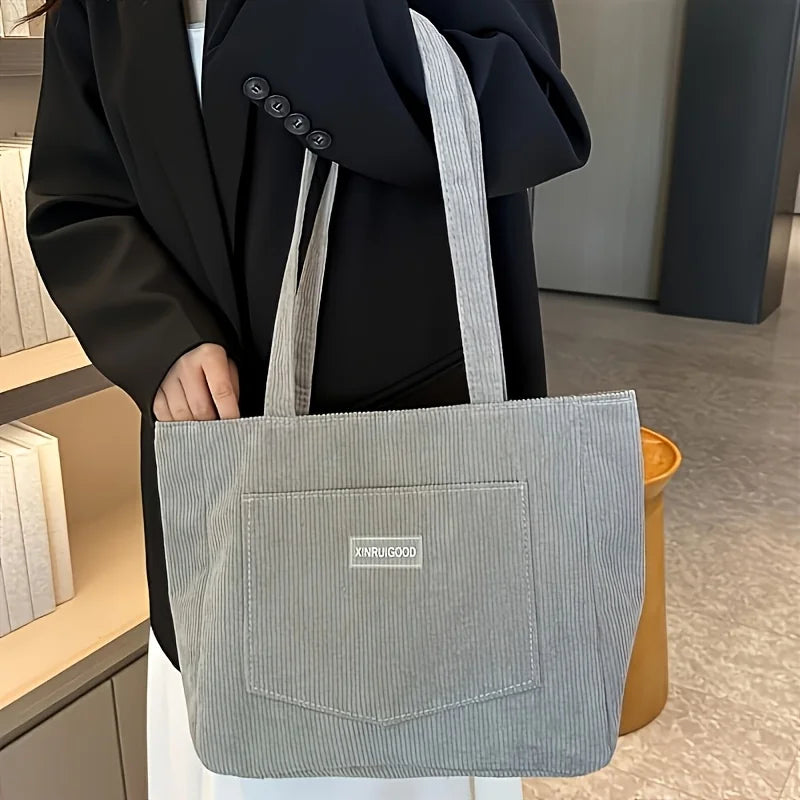 Women's Corduroy Tote Bag – Large Capacity Shoulder Bag
