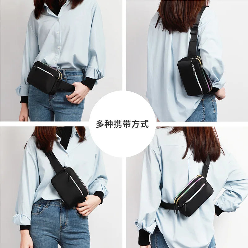 Women S Waist Bag Multi-Layer Large Capacity Zipper Waterproof Portable Breast - Waterproof