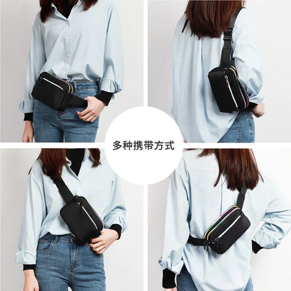 Women S Waist Bag Multi-Layer Large Capacity Zipper Waterproof Portable Breast - Waterproof