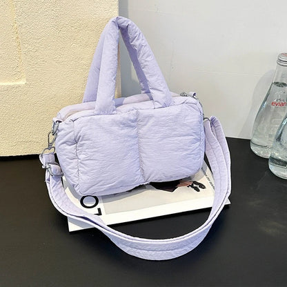 Quilted Puffer Crossbody Bag Mini Padded Handbag Top Handle Bag Adjustable Strap Women S Casual