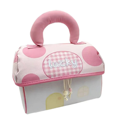 Cute House-Shaped Cosmetic Bag – Padded Handle Makeup Organizer