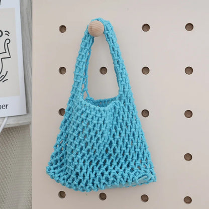 Macrame Net Tote Bag – Boho Knitted Cotton Rope Shoulder Bag