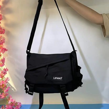 Water-Resistant Messenger Bag with Cute Pins – Kawaii Crossbody Bag
