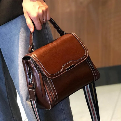 Real Leather Shoulder Bag Tide Clamshell Square Three-Dimensional Large Capacity Senior Women S