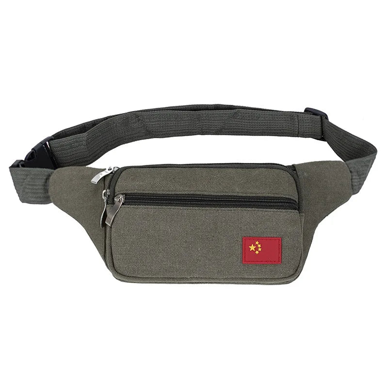 Outdoor Canvas Sports Waist Bag Men Riding Tactics Mobile Phone Storage