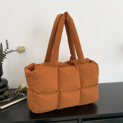 Quilted Puffer Tote Bag – Large Capacity Lightweight Nylon Shoulder Bag