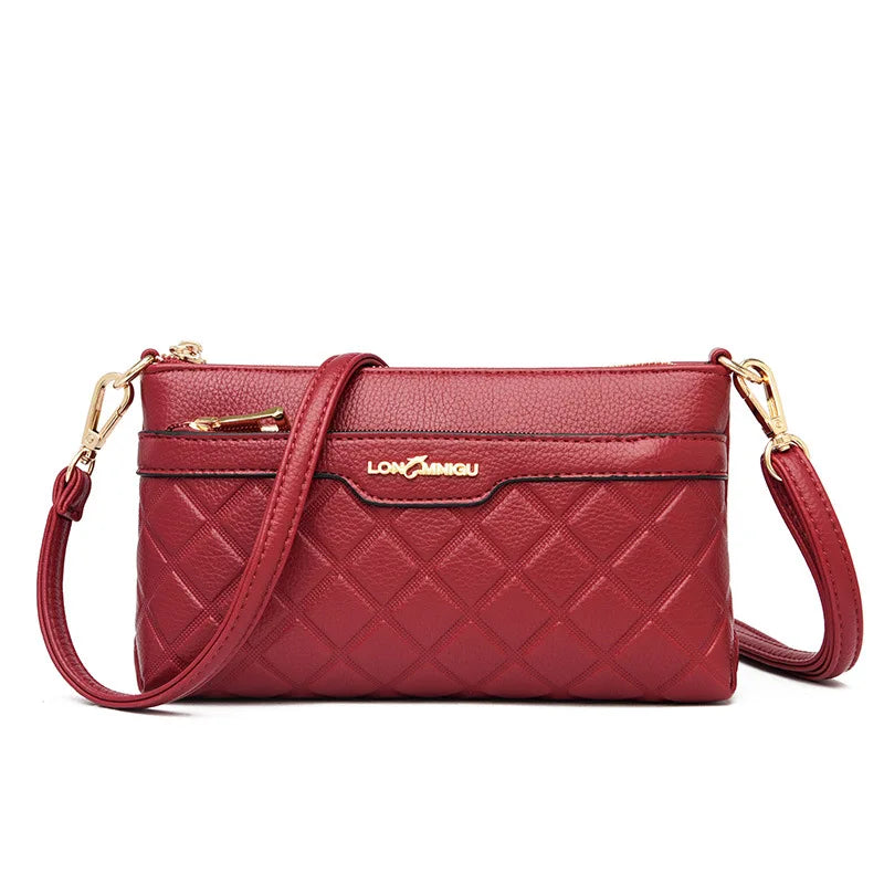 Rhombus Female Hand Holds Mobile Phone Change Large Capacity Multifunctional Commuting Soft Leather