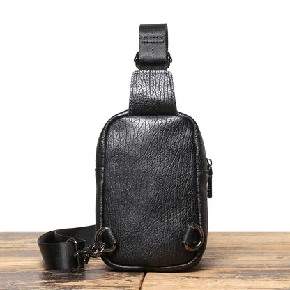 Retro Genuine Leather Men S Chest Bag Cowhide Crossbody Mini Phone Storage