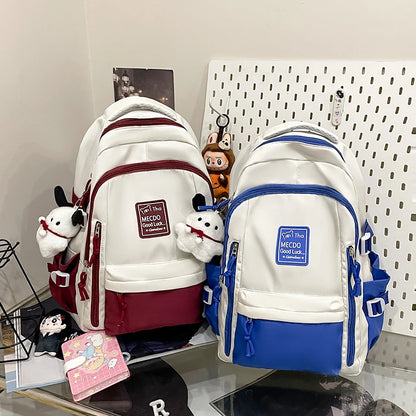 Fresh Versatile Color Blocked Student School Bags Lightweight Large Capacity Multi-Layer Storage