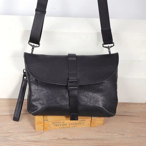 Men S Commuter Single-Shoulder Bag Leather Hand-Held Large-Capacity Crossbody Single-Shoulder Bag