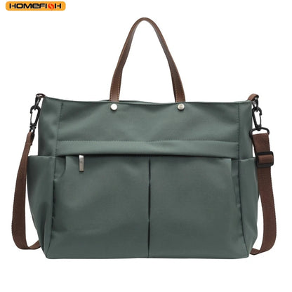 Homefish Stylish Nylon Women S Tote Bag Shoulder Handbag Large Capacity Two Pockets Commuting