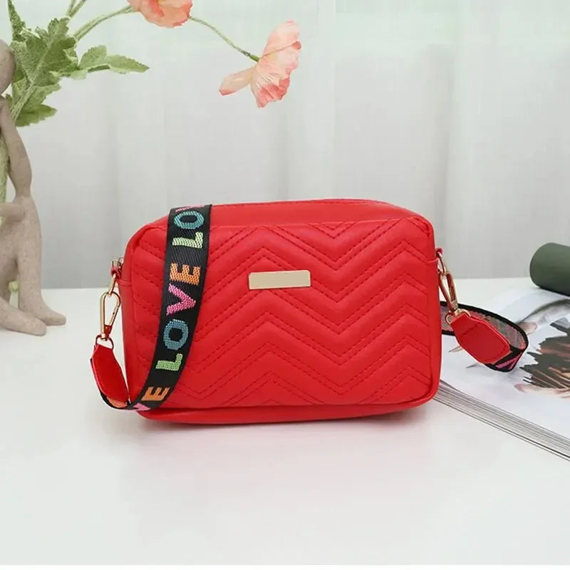 Embroidered Pu Camera Bag Small Square Shoulder Bag