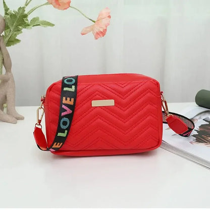 Embroidered Pu Camera Bag Small Square Shoulder Bag