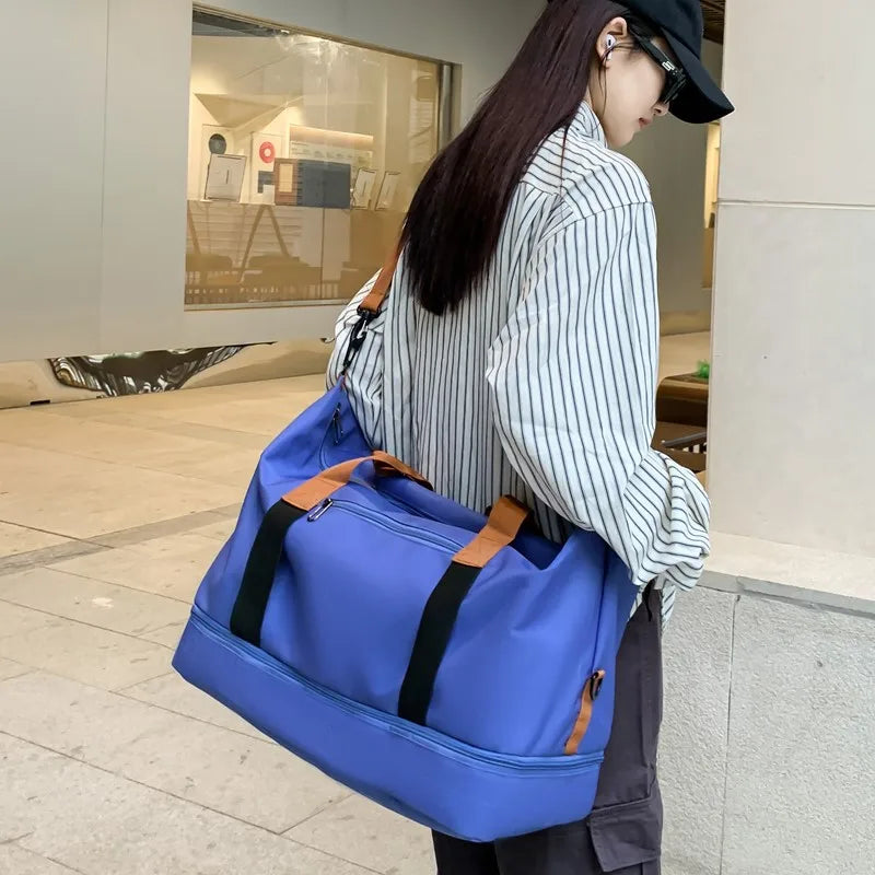 Large Capacity Travel Duffel Bag Shoe Compartment Crossbody Waterproof Weekend Overnight Bag Gym