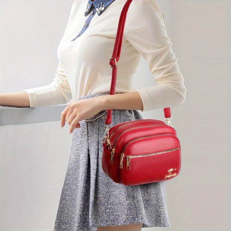 Multi-Pocket Crossbody Bag for Women – Soft Leather Shoulder Bag