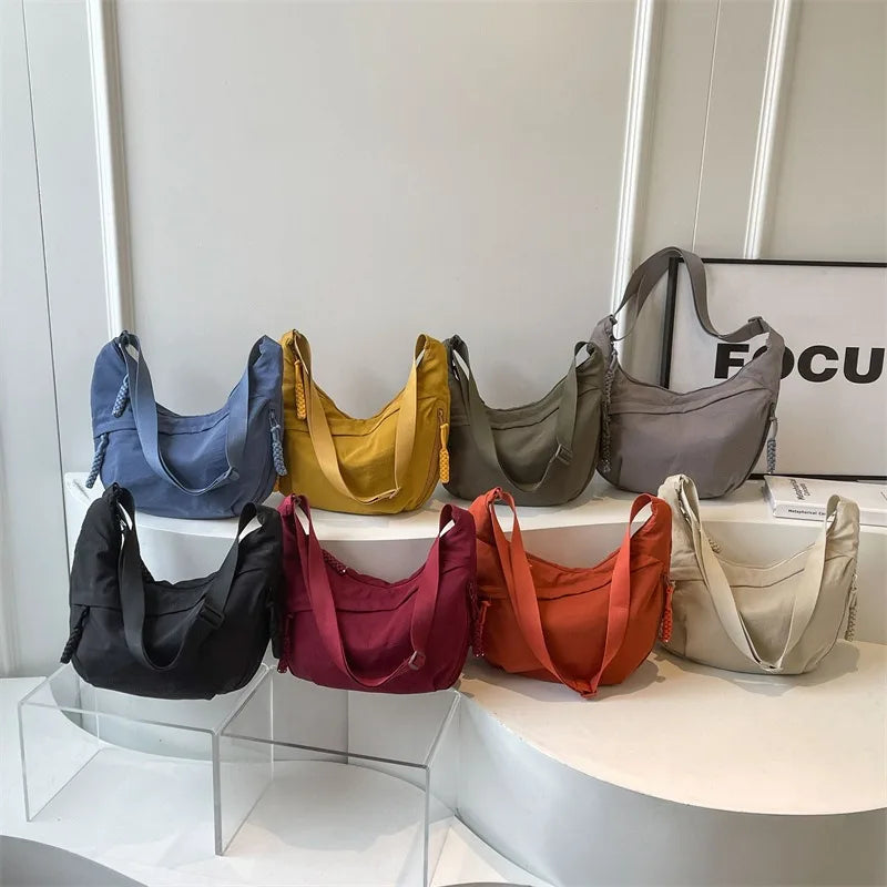 Nylon Crescent Crossbody Bag for Women – Lightweight & Large Capacity