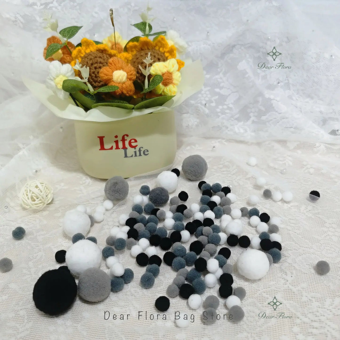 Pom Pom Balls Mixed Set – 60Pcs Fluffy DIY Craft & Ita Bag Decor