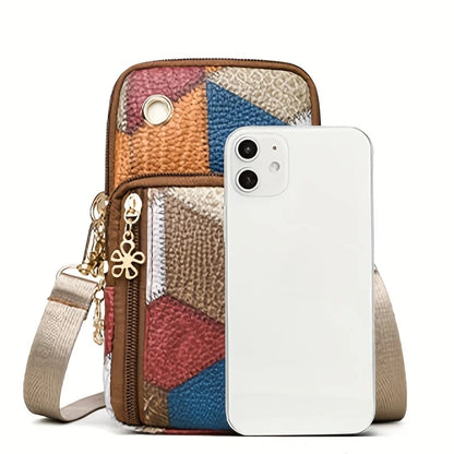 Patchwork Crossbody Bag – Colorblock Mini Shoulder Bag with Zipper