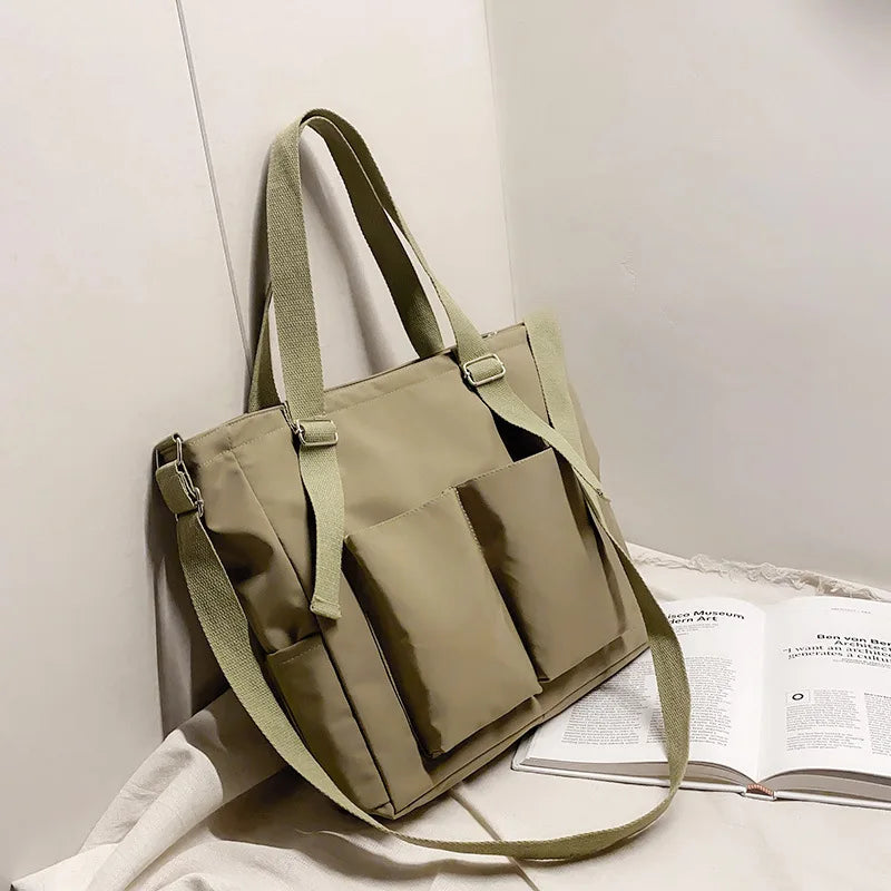 Large Capacity Nylon Tote Bag for Women – Waterproof Shoulder & Crossbody