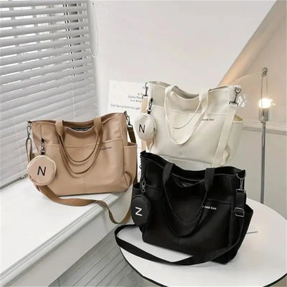 Large Canvas Tote Bag for Women with Mini Coin Purse