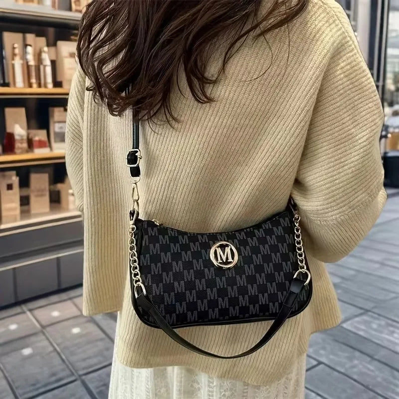 Crossbody Shoulder Bag for Women – Monogram Chain Strap Handbag