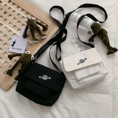 Solid Color Small Canvas Bag Bags Women Messenger Youth Famale Large Capacity Shoulder Cross Ladies