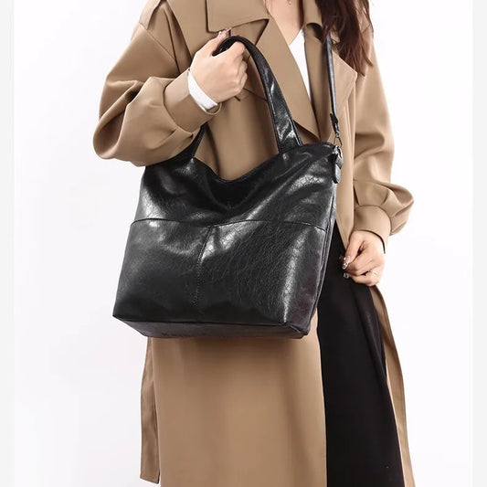 Single Shoulder Bag Pu Leather Large-Capacity Women S Handbag Multiple Compartments