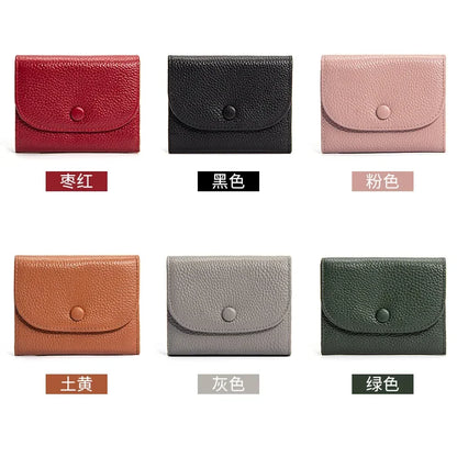 Small Purse Mini Simple Solid Color Leather Coin Card Bag Inside Outside All Woman