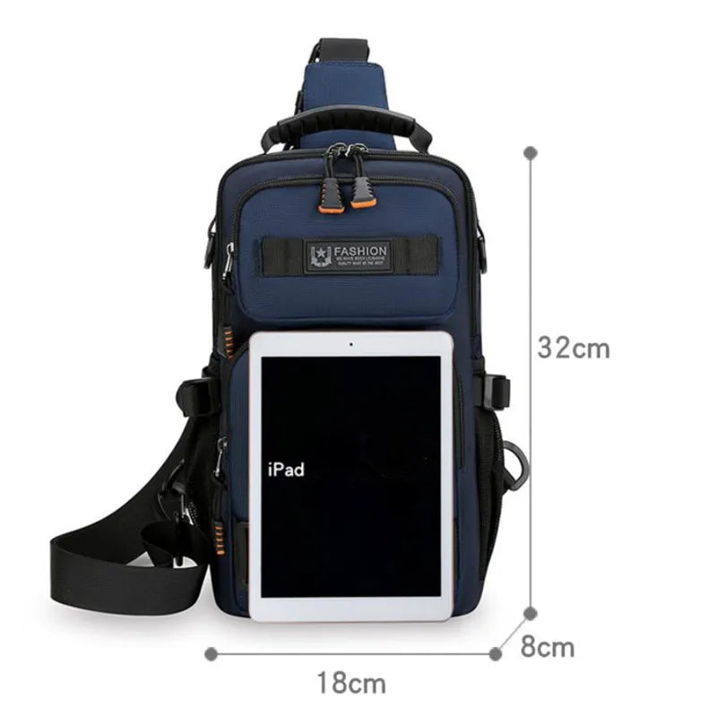 Men's Oxford Sling Chest Bag – Multi-Pocket Crossbody