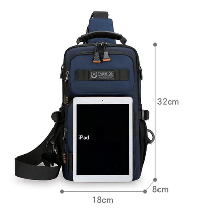 Men's Oxford Sling Chest Bag – Multi-Pocket Crossbody