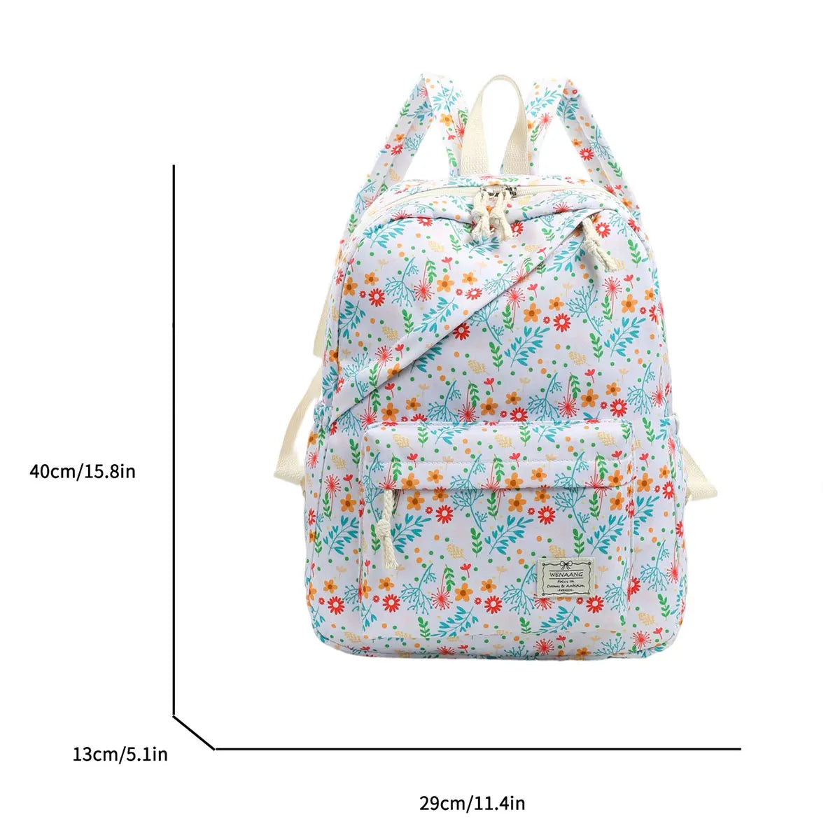Sweet Fresh Floral Print Backpack Teen Girls Light Weight Multi-Purpose Large Capacity School Bag
