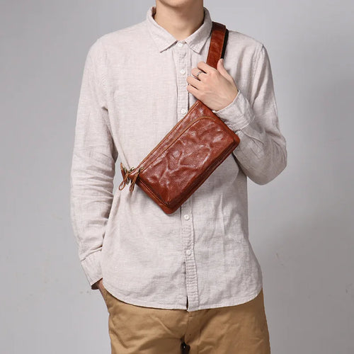 Retro Men S Genuine Leather Single-Shoulder Hand-Grabbed Cowhide Simple Crossbody Bag