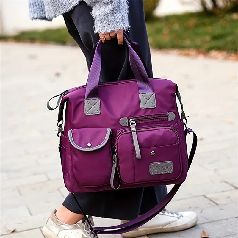 Large Capacity Nylon Tote Bag for Women – Multi-Pocket Crossbody & Shoulder Bag