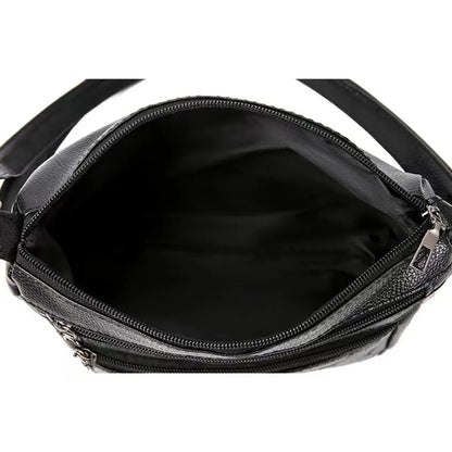 Business Unisex Solid Shoulder Bag Pu Bow Embossed Multi Pocket Storage Adjustable Strap Function