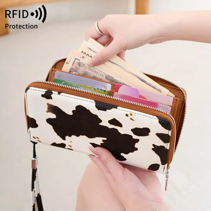 This Rfid Anti-Theft Swiping Women S Wallet Features Large Capacity