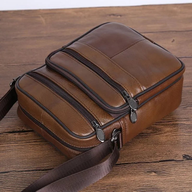 Genuine Leather Crossbody Bag for Men – Unisex Business Shoulder Bag