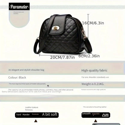 Black Crossbody Bag for Women – 3-Compartment Quilted Purse with Gold Hardware