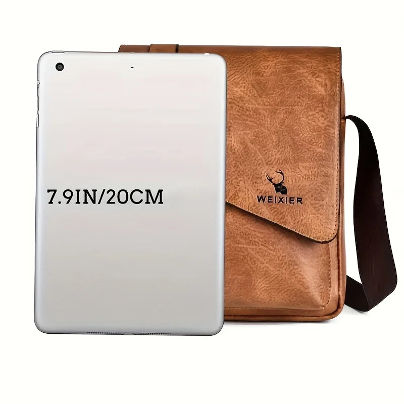 Men S Vintage Casual Crossbody Bag Versatile Business Shoulder Bag Pu Leather Messenger Bag Men Flip