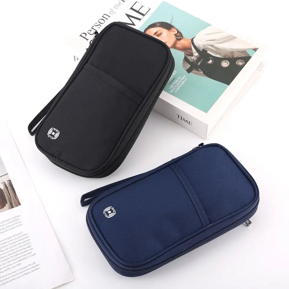 Passport Holder Bag Family Rfid Blocking Wallet Travel Essentials Document Organizer Credit Cards