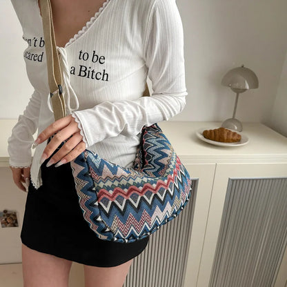 Boho Embroidered Shoulder Bag – Large Capacity Women's Tote