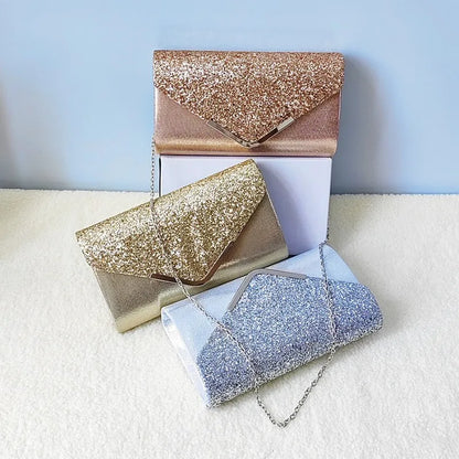 Glitter Envelope Clutch Purse – Evening Crossbody Bag for Wedding & Prom