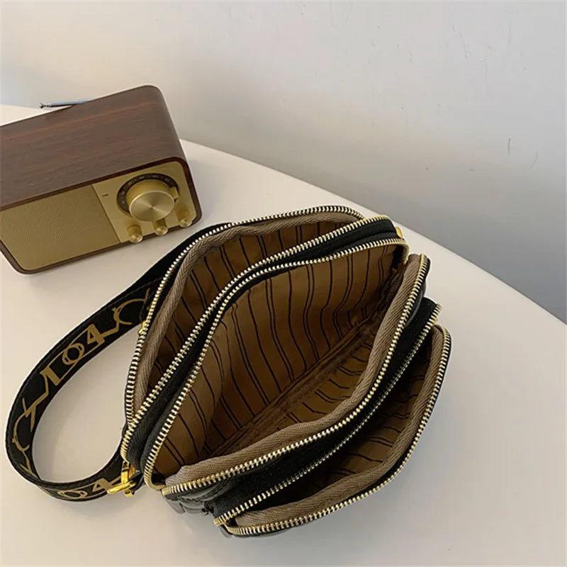 Quilted Leather Crossbody Bag – Large Capacity Shoulder Purse for Women