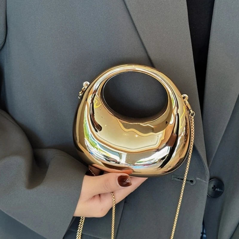 Glossy Mini Evening Bag with Chain Strap for Party & Wedding
