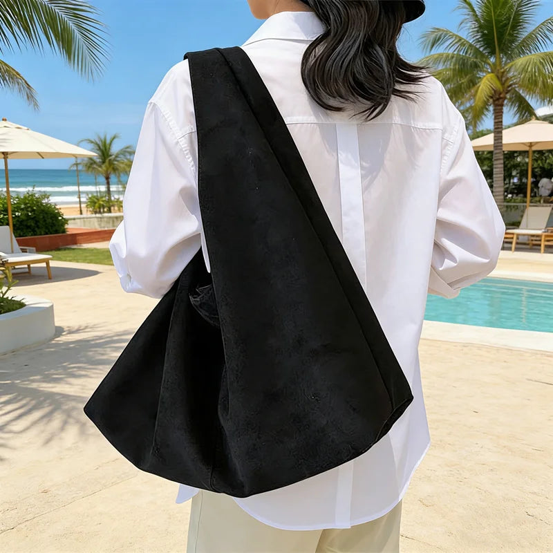 Suede Tote Bag for Women – Large Capacity Faux Suede Shoulder Handbag