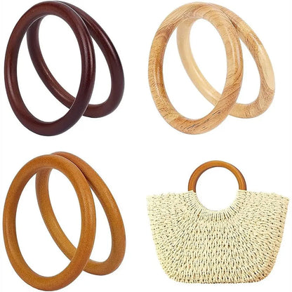 Wooden Handbag Handles Round Diy Purse Bags Handgrip Replacements Tote Bag Strap Parts Accessories