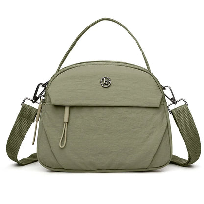 Fashiona Nylon Crossbody Bags Top Handle Bag Adjustable Wide Strap Multi Zipper Pockets Lightweight
