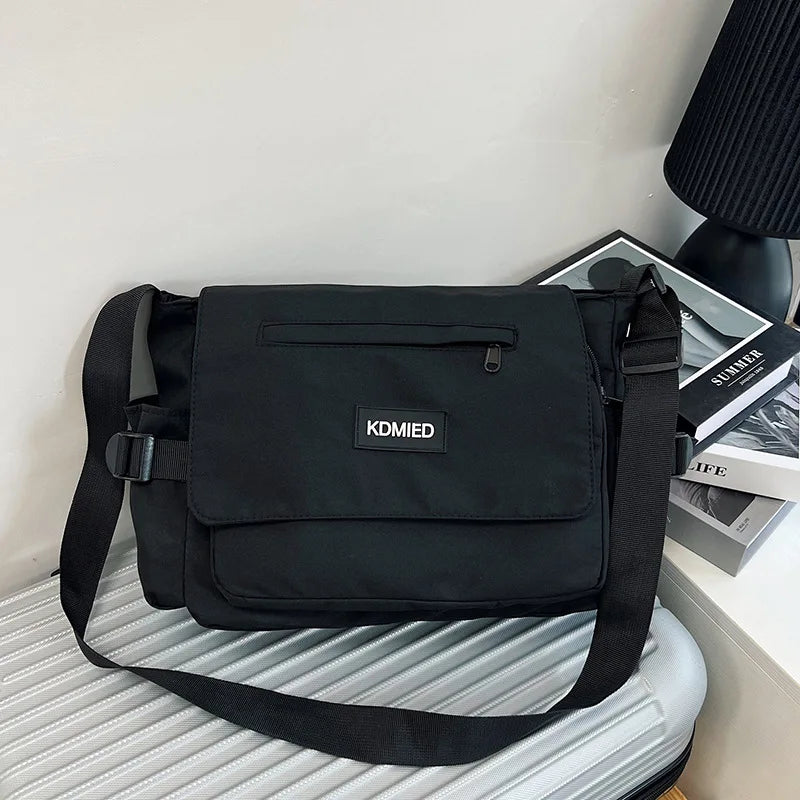 Nylon Crossbody Messenger Bag – Multi-Pocket Shoulder Bag