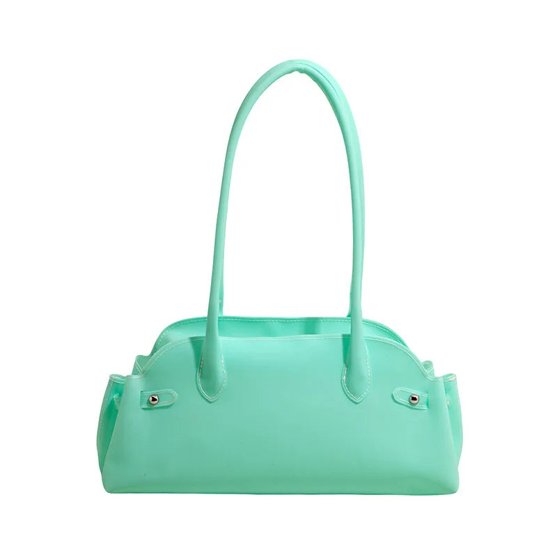 Women S Pvc Solid Color Short Handle Handbag Female Casual Daily Work Shoulder Bag Small Luxury Tote