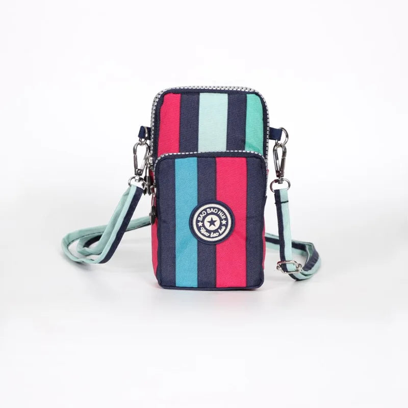 Nylon Shoulder Crossbody Phone Bag Women Sports Running Multi Layer Zipper Pouch Armband Bag